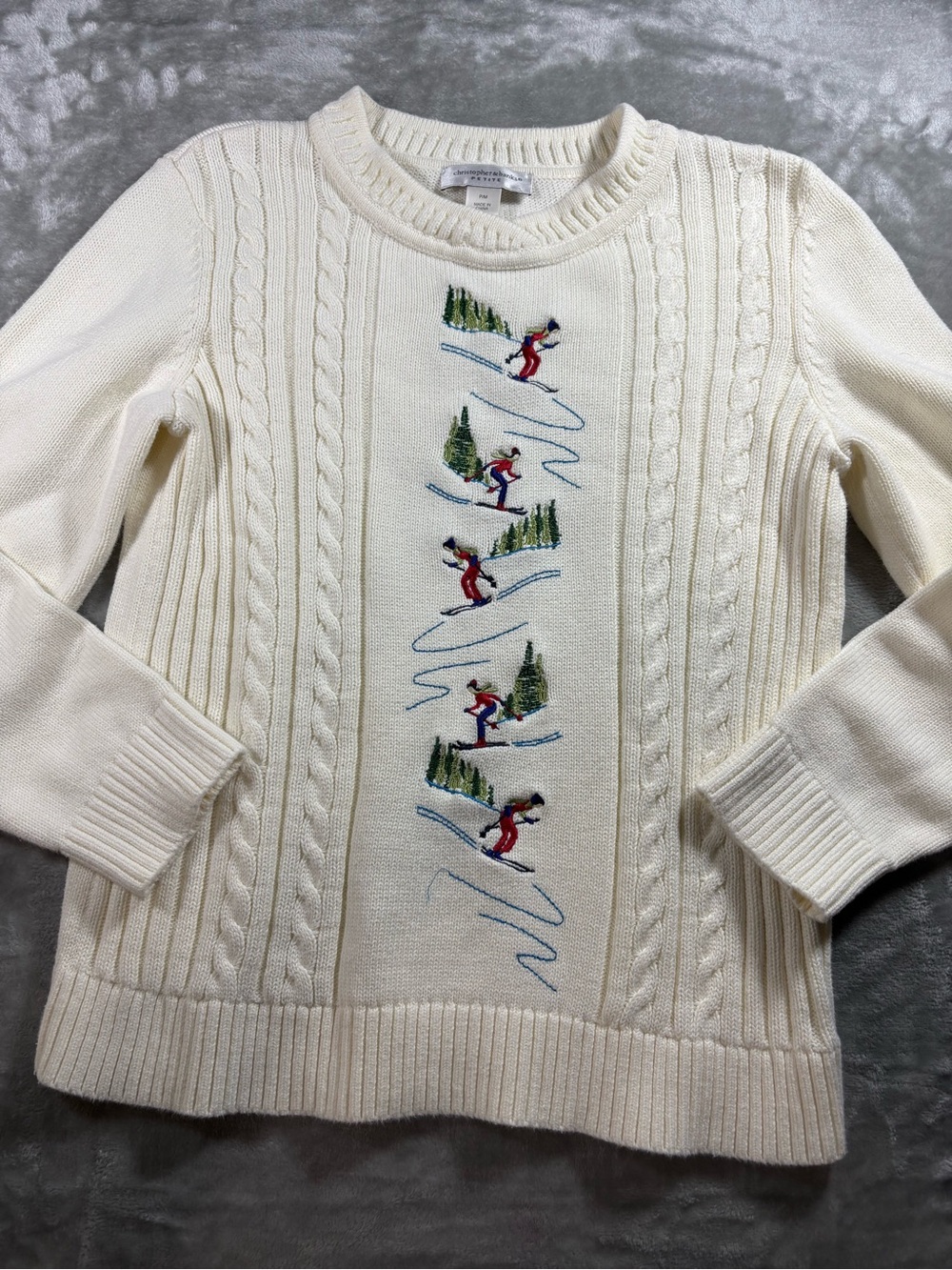 Christopher & Banks 90s Embroidered Skiing Sweater Medium Petite